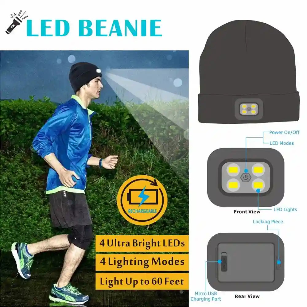 Bluetooth Beanie With LED Light | Rechargeable Wireless Music Hat Tidesmit