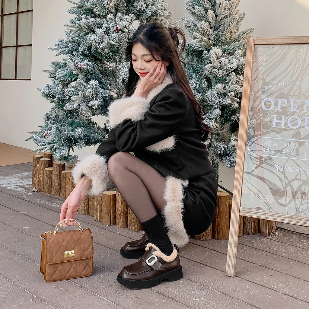 Classic Designers Hot Selling Inner Durable Dress Shoes Keep Warm Ladies Comfortable Casual Loafers Winter Shoes for Women