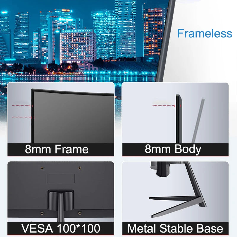 24 Inch Curved 75Hz Monitor Gaming VA FHD 1080P Computer Display 2800R HDMI/VGA DCR Eye Protect VESA 100*100 2ms Response