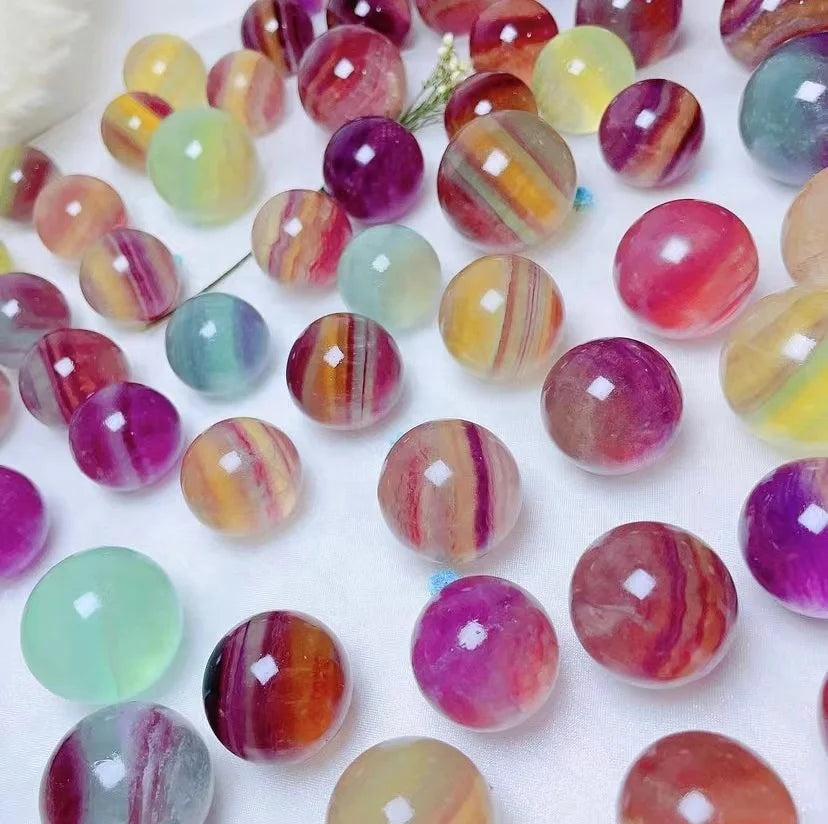 High Quality Crystal Healing Semi Precious Stone Craft Candy Fluorite Spheres