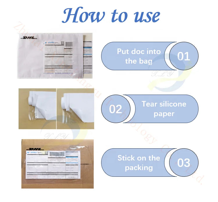 180mm(0)*270mm Clear Invoice Packing Slip Enclosed Document Envelope Waterproof for Shipping