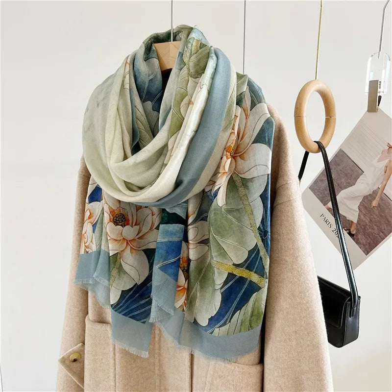 New Designer Warm Soft Pashmina Neck Scarves Shawl Blanket Water Soluble Lambs Luxury Wool Scarf