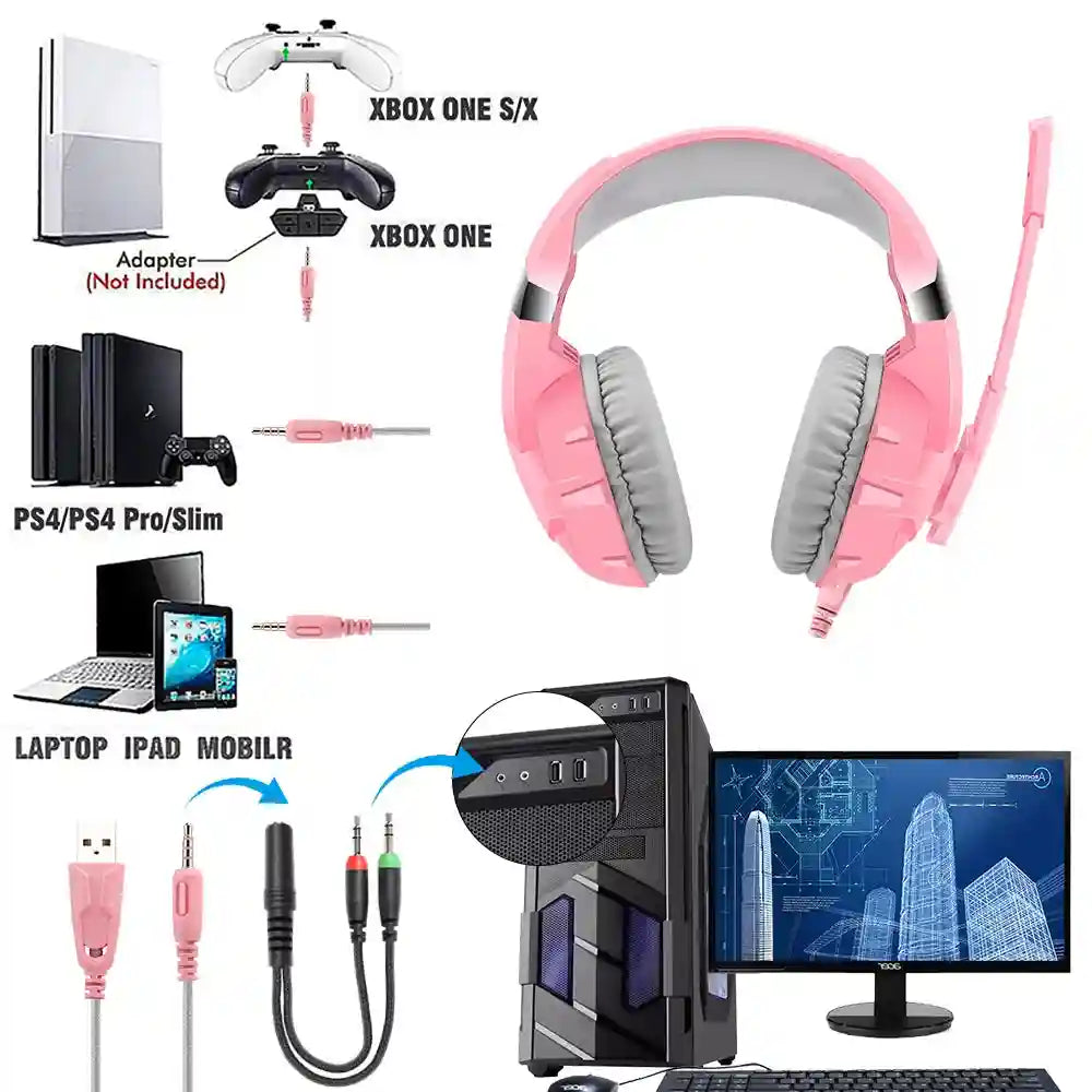 Wired Gaming Headphones with Mic - Over-Ear Noise-Cancelling Headset Tidesmit