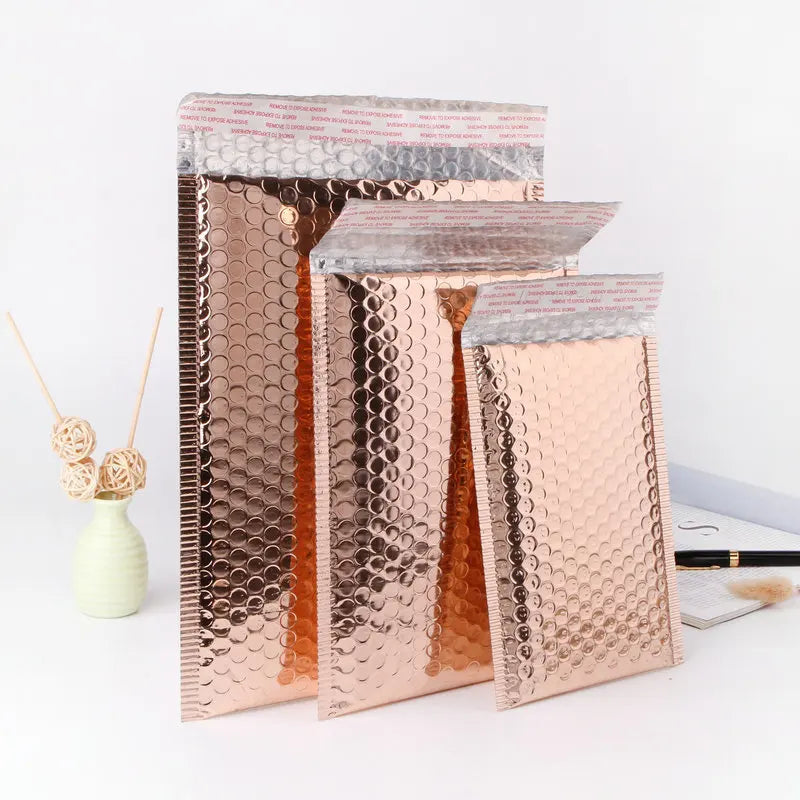 Custom Courier Shipping Padded Envelope Mailing Bags Shiny Holographic Metallic Bubble 2 Mil Poly Plastic