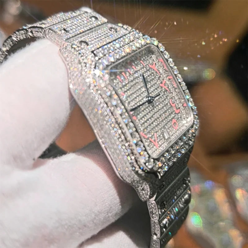 Wholesale Factory VVS Moissanite Diamond Watches Arabian Studded Wrist Iced Out Watch for Gift Hip Hop Iced Out Brand Watches