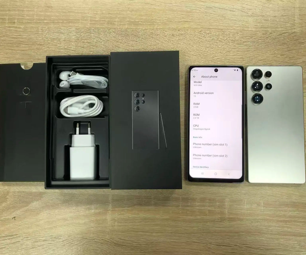 S25 Ultra 5G smartphone showing the 7.3 inch 144Hz display and 108MP camera features in a product gallery view