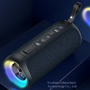Portable Bluetooth Speaker with RGB LED and TWS Subwoofer - Black Blue My Store