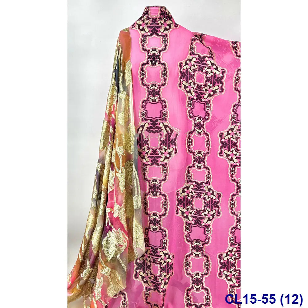 Lisami RTS Luxury Silk Fabric Elegant Multi-Color 3D Metallic Handcut for Dresses Weddings and Curtains