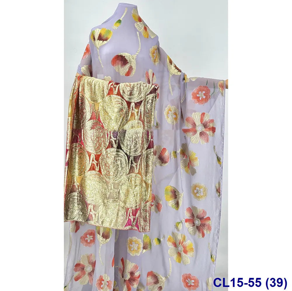 Lisami RTS Luxury Silk Fabric Elegant Multi-Color 3D Metallic Handcut for Dresses Weddings and Curtains