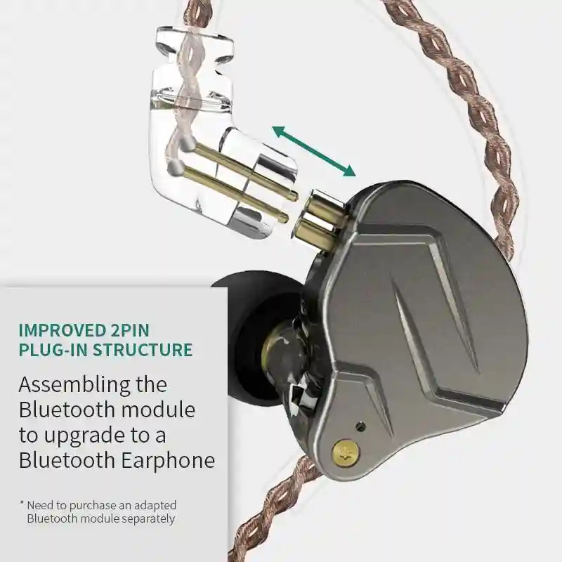 KZ ZSN Pro Hybrid In-Ear Monitors - Balanced Armature & Dynamic Driver Tidesmit