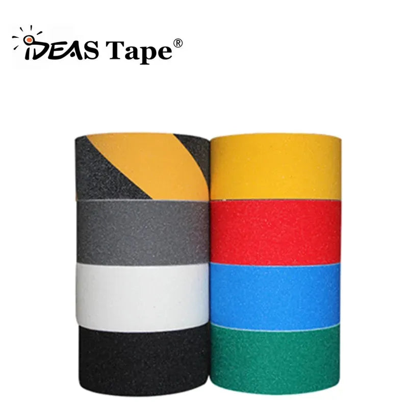 Non-slip safety grip tape rolls, IDEAS Tape brand, in black, yellow, red, blue, green