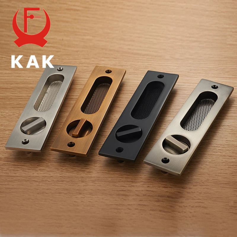 KAK Mute Mortice Sliding Door Lock Hidde Handle Interior Door Pull Lock Modern Anti-theft Room Wood Door Lock Furniture Hardware