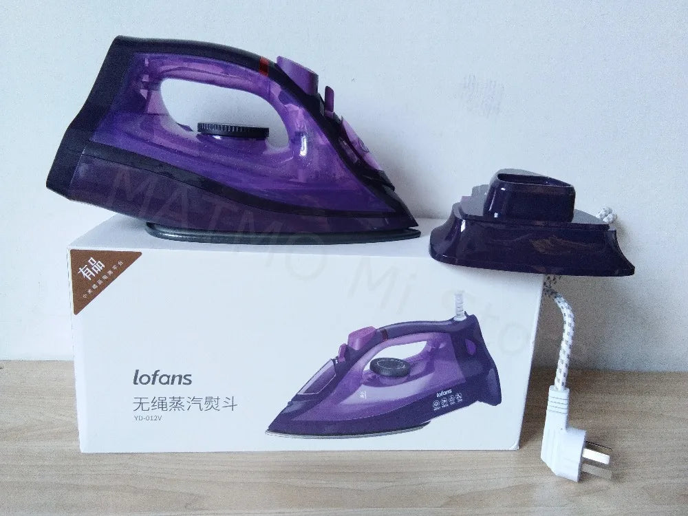 Tidesmit Lofans YD-012V cordless steam iron showing the 280ml water tank and sleek ergonomic design