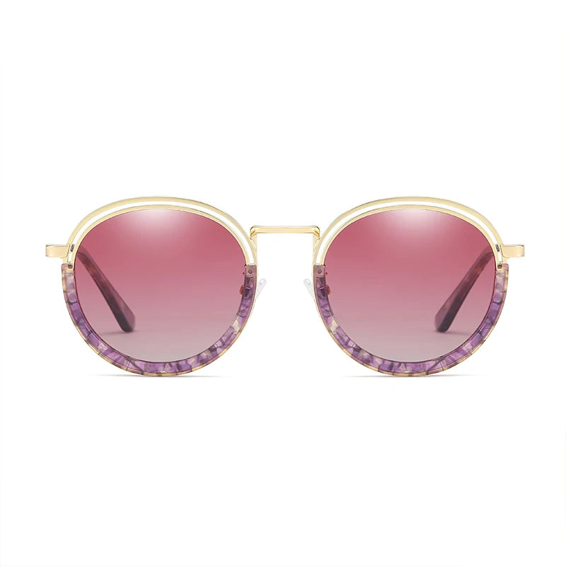 Fashion Design Uv Protect Full Frame Circle Sun Spectacle Shades Luxury Round Polarized Sunglasses for Women