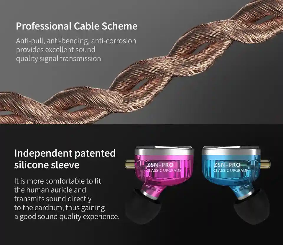 KZ ZSN Pro Hybrid Wired Earphones | High-Fidelity Studio Monitor In-Ear Tidesmit