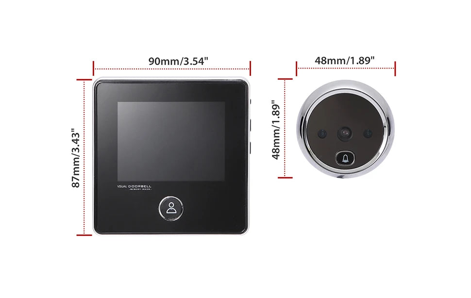 KAK 2.8" LCD Screen Electronic Door Viewer Bell IR Night Door Camera Photo Recording Digital Door Viewer Smart Peephole Doorbell