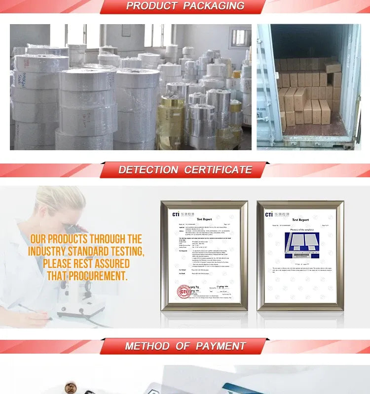 Product packaging and detection certificate infographic with framed documents