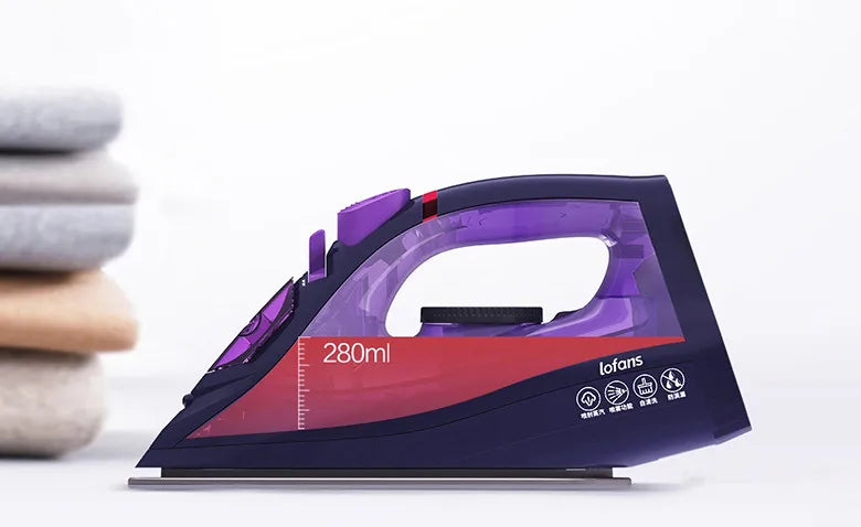 Tidesmit Lofans YD-012V cordless steam iron showing 280ml water tank and explosive steam features for garments