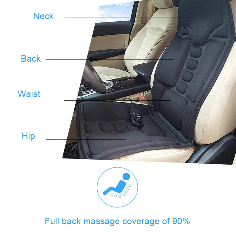 Heated Massage Seat Cushion for Back, Neck and Waist - Portable Relief Relaxation Treatment Tidesmit