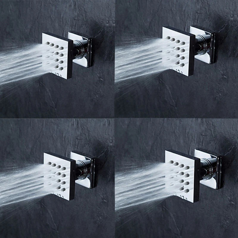 Body Shower Jets Bathroom Solid Brass Square Chrome Plated Spray Shower Head Sprayer Set Saving Water Spa Bath Massage Jet