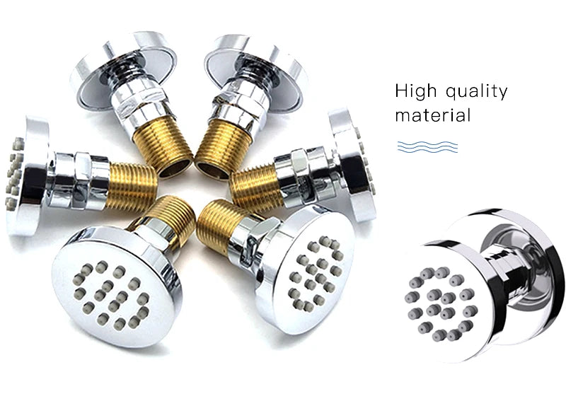 Body Shower Jets Bathroom Solid Brass Square Chrome Plated Spray Shower Head Sprayer Set Saving Water Spa Bath Massage Jet