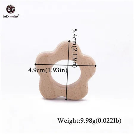 Natural wood flower teething ring for baby. Safe, eco-friendly wooden baby teething toy.