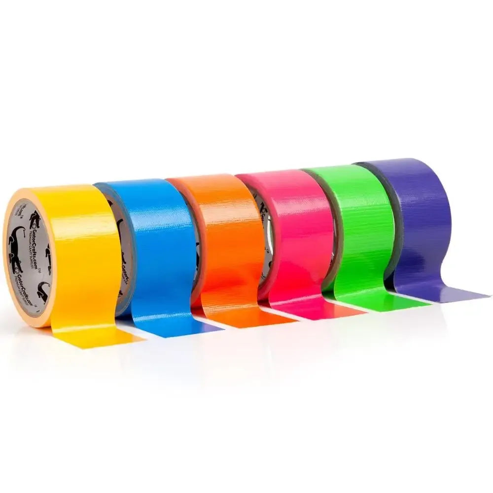 Assorted color cloth tape rolls in yellow, blue, orange, pink, green, and purple