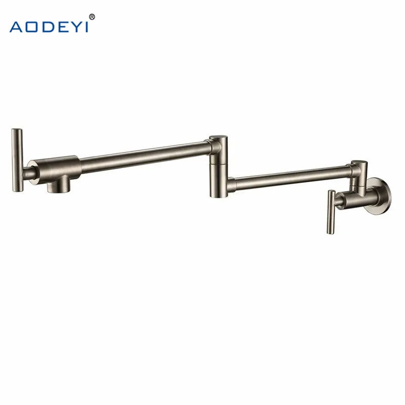 Brass Pot Filler Tap Wall Mounted Kitchen Sink Faucet Black Single Cold Taps Single Hole faucets 360 Rotate Folding Spout spigot