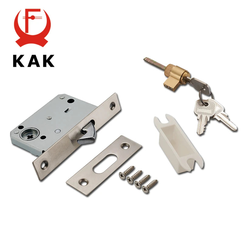 KAK Mute Mortice Sliding Door Lock Hidde Handle Interior Door Pull Lock Modern Anti-theft Room Wood Door Lock Furniture Hardware