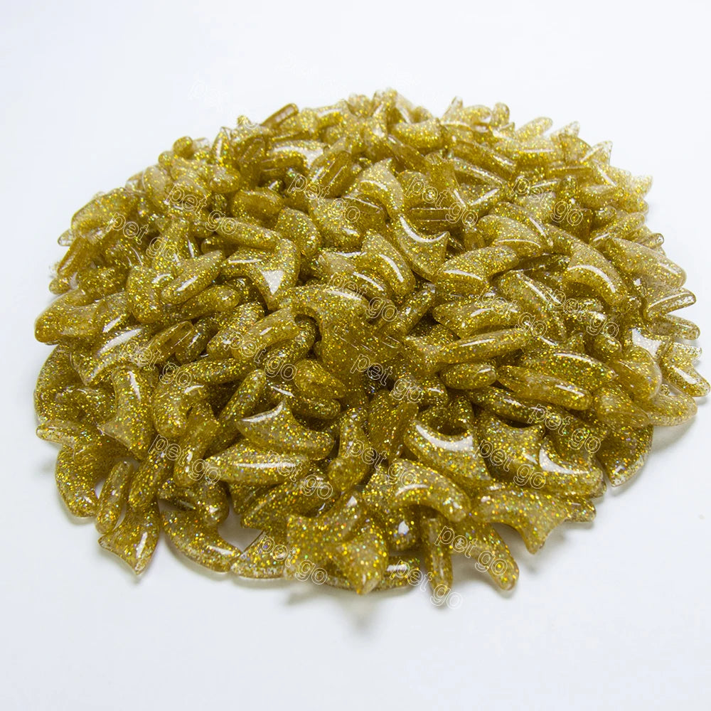 Glitter gold soft cat nail caps (20 pcs) with adhesive. Comfortable claw covers for scratch-free pet grooming.
