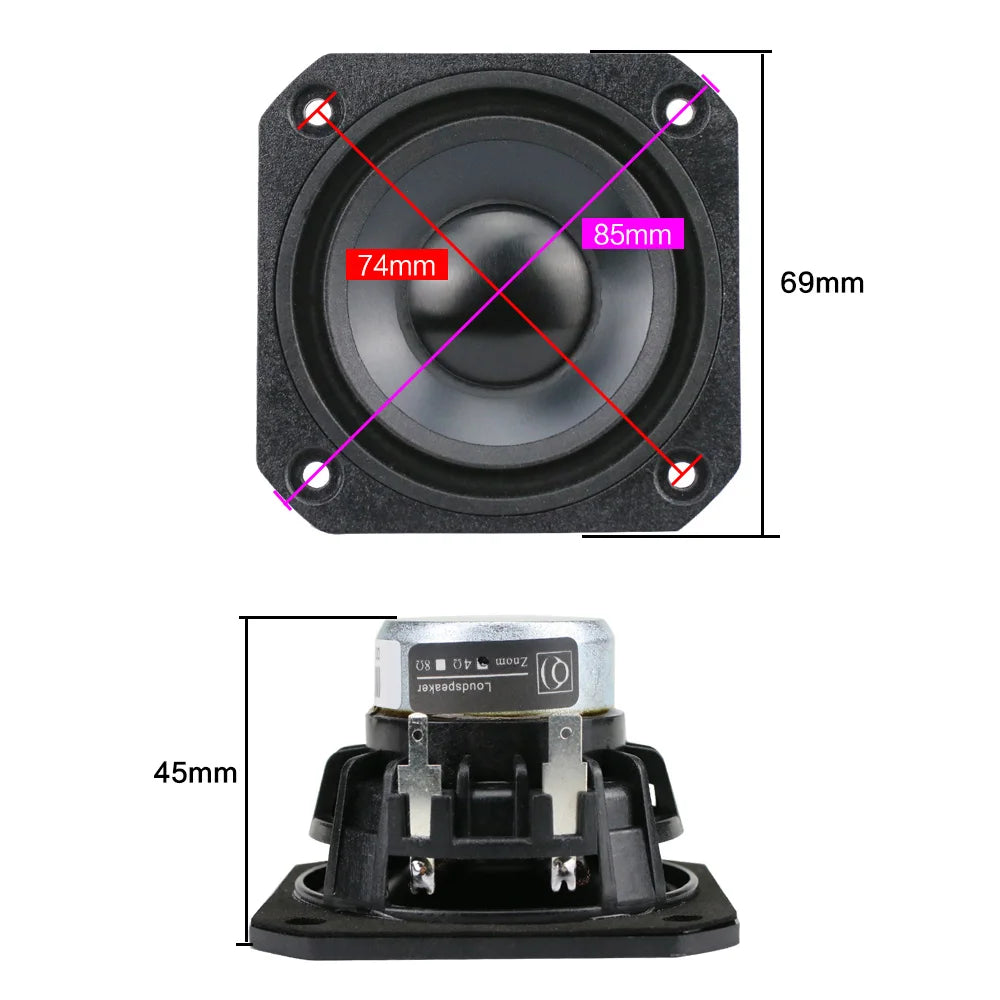 Neodymium Protable 2.5 Inch Full Range Speaker 15W Treble Midrange Bass Maze Speaker Bile Class A Amplifier Speakers DIY 1Pairs