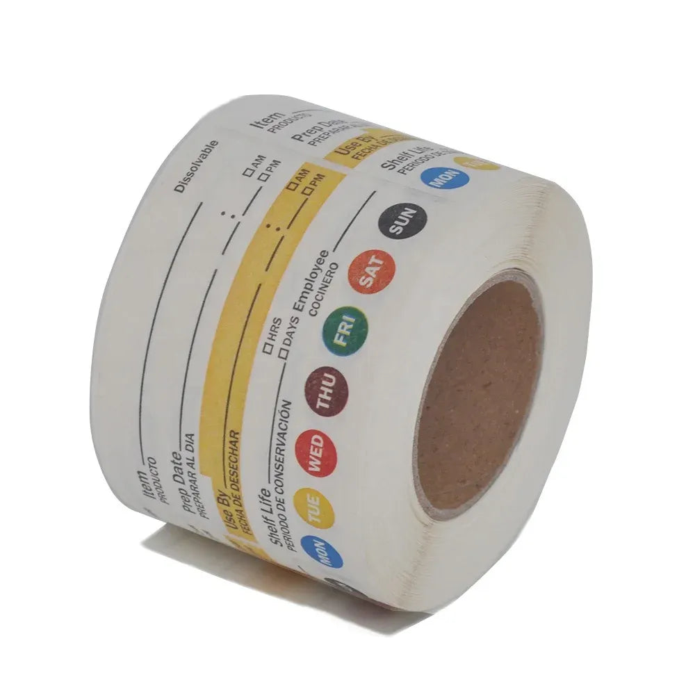 2x3 Inch Dissolvable Food Rotation Label Roll Water Soluble Commercial Grade - Angle/Detail 2