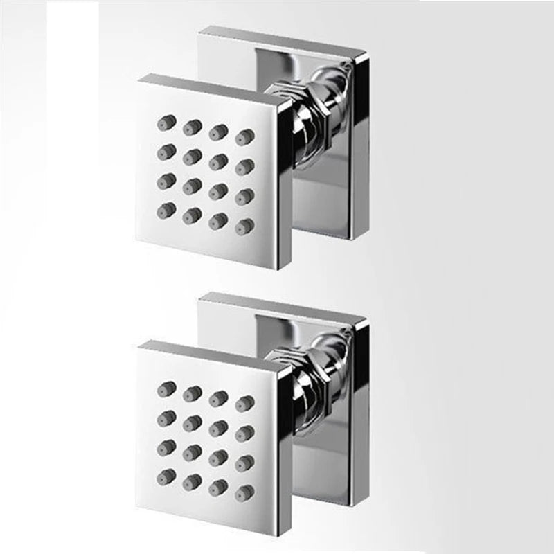 Body Shower Jets Bathroom Solid Brass Square Chrome Plated Spray Shower Head Sprayer Set Saving Water Spa Bath Massage Jet
