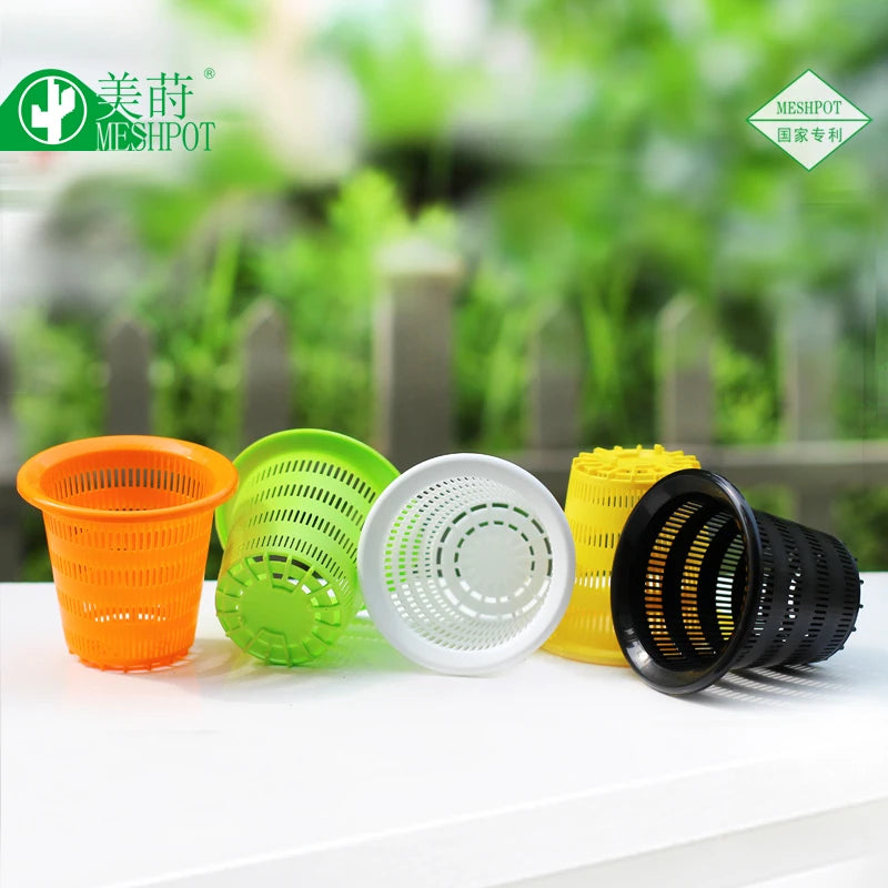 Meshpot 3PCS Colorful Plastic Hydroponics Basket Net Cup Mesh Pot Home Decoration Garden Supplies Flower Pot in 8cm/9cm/10cm