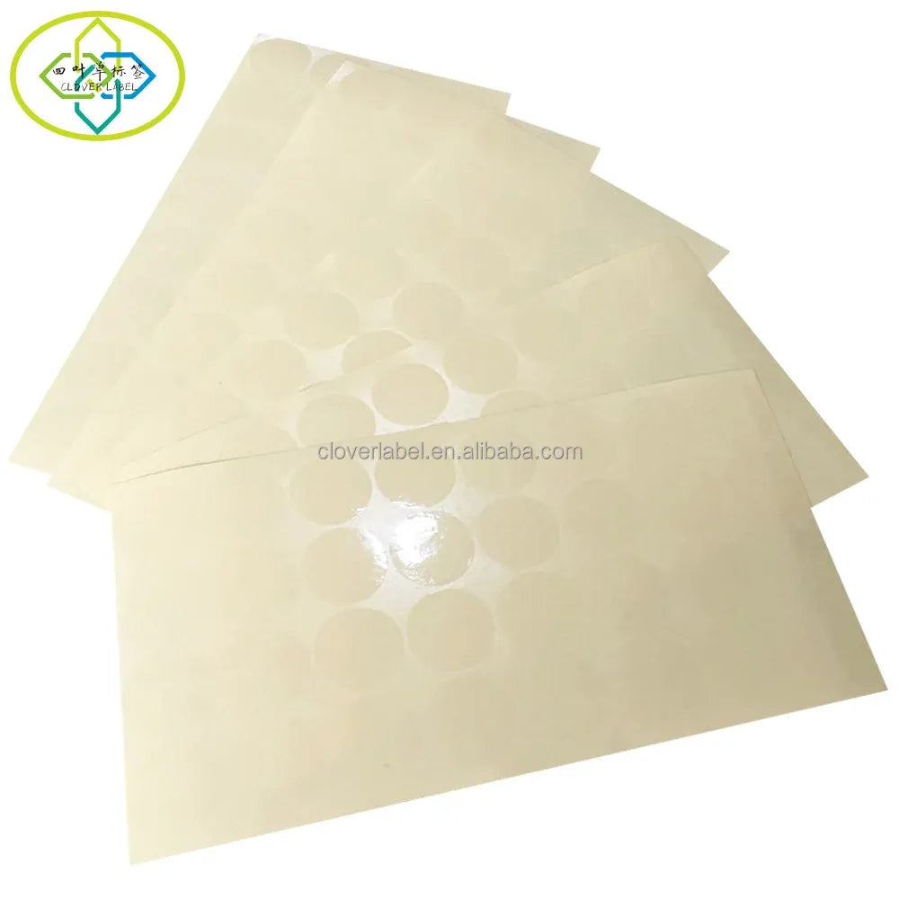Clear vinyl round label sticker sheets with multiple pre-cut circular labels