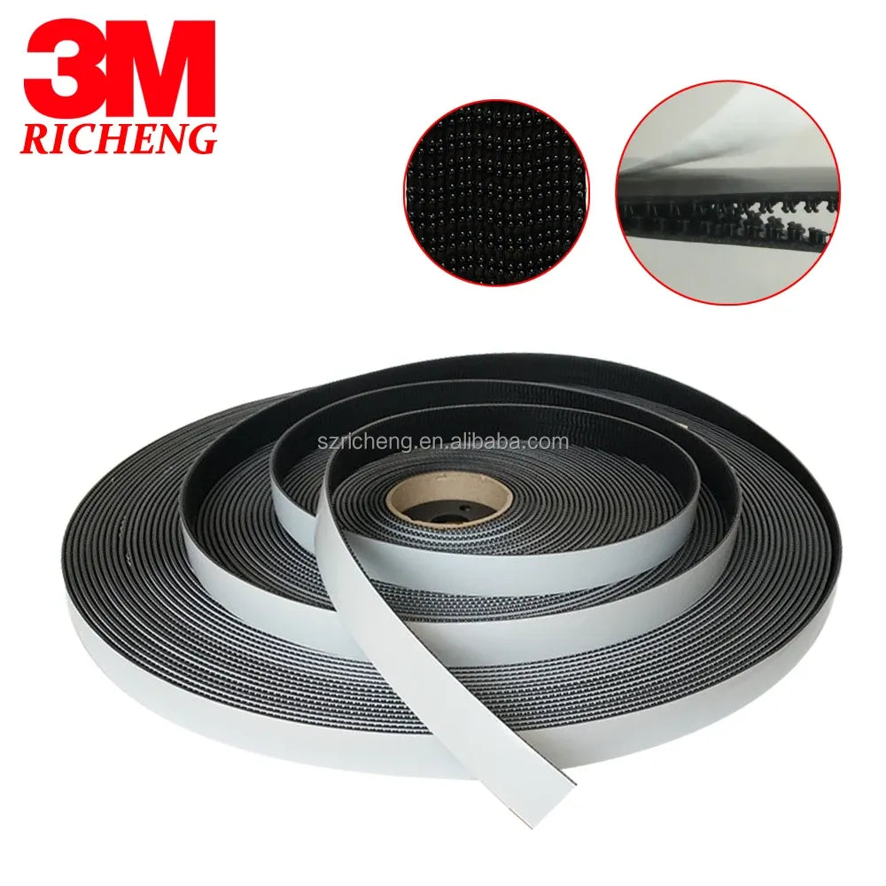 3M Dual Lock black hook tape roll with white backing strips and coiled texture