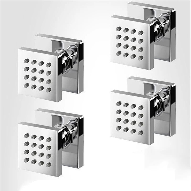 Body Shower Jets Bathroom Solid Brass Square Chrome Plated Spray Shower Head Sprayer Set Saving Water Spa Bath Massage Jet