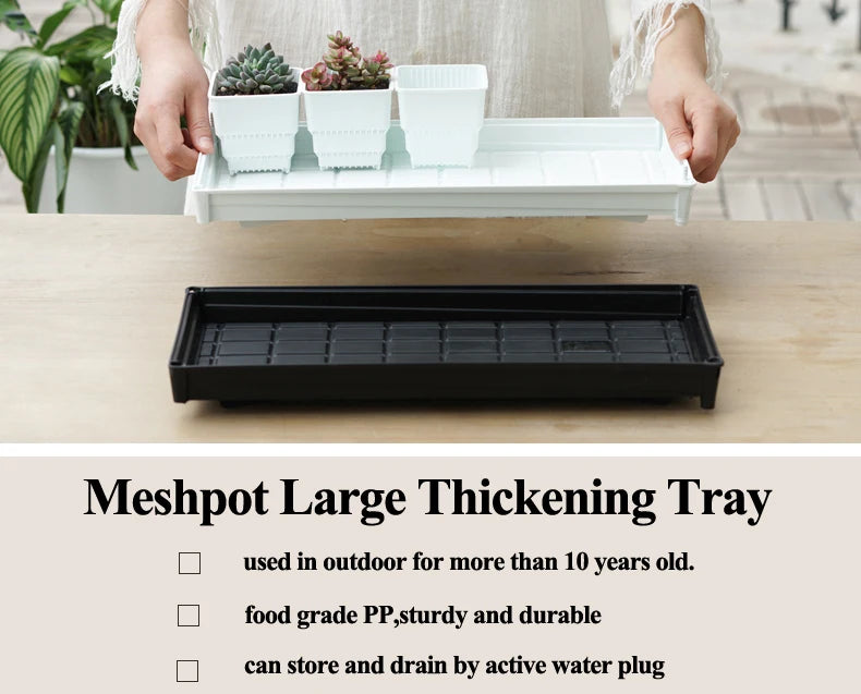 Meshpot Plastic Saucer Plant Tray Flower Pot Storage Rectangle Succulent Pot Tray  in Round Square Shaped for Home Decor