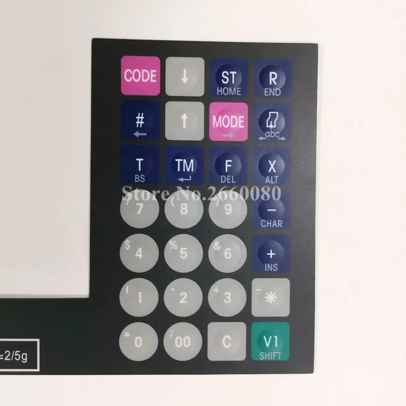 Black scale keypad film with CODE/ST/R buttons and gray numeric keypad, V1 Shift