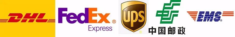 Shipping carriers logos strip: DHL, FedEx, UPS, EMS and China Post Express