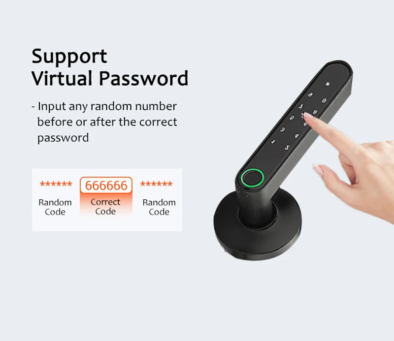 Bluetooth Tuya Smart Fingerprint Lock Lithium Battery Electronic Handle Lock Key For Wooden door