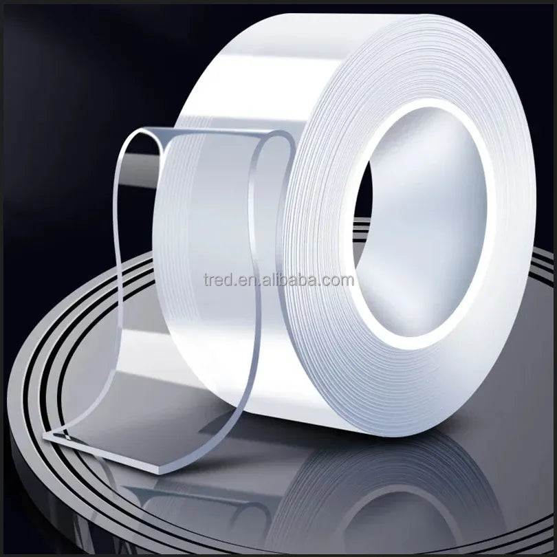 Transparent double-sided adhesive tape rolls, clear backing, large coil