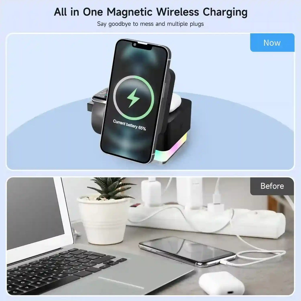 3-in-1 Magnetic Wireless Charging Stand | Fast Qi Certified Multi-Device Tidesmit