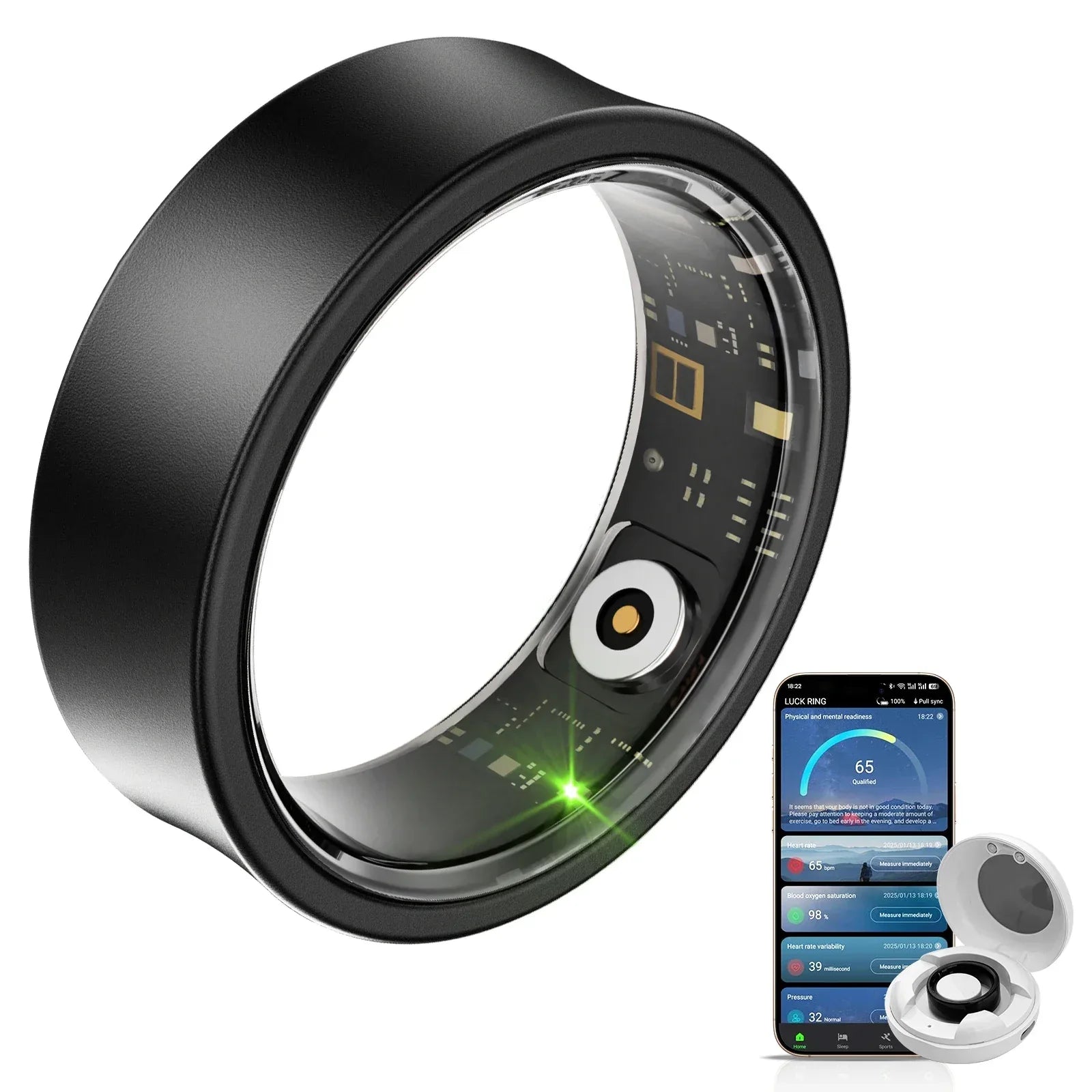 Smart Ring Fitness Tracker with Sleep & Heart Rate Monitoring Waterproof Activity Personalized Coaching Remote Control