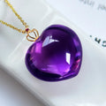 Natural Purple Amethyst Quartz Pendant Necklace 23mm Heart Jewelry Beads Women Men Necklace Brazil AAAAAA