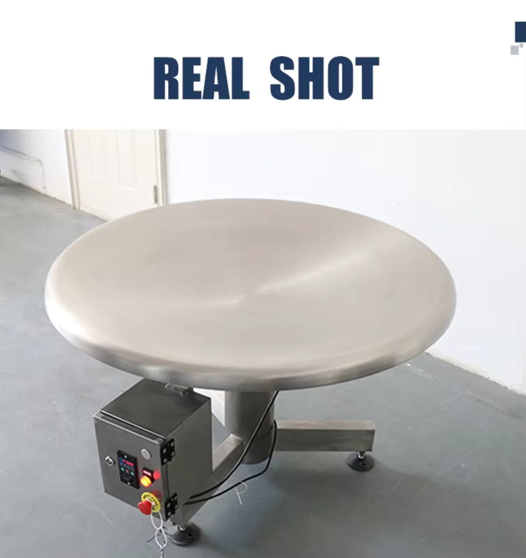 304 Stainless Steel Size Customized Speed Adjustable Turntable Rotary Accumulation Collecting Turning Packing Collection Table
