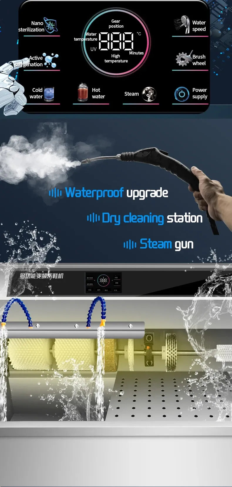 Low MOQ 220V/50HZ Customized Commercial Shoe Washing Machine Automatic Shoe Washing Machine & Shoe Dryer Machine