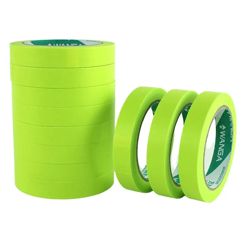 Bright green single-sided PVC adhesive tape roll, printable backing, 10 mm wide