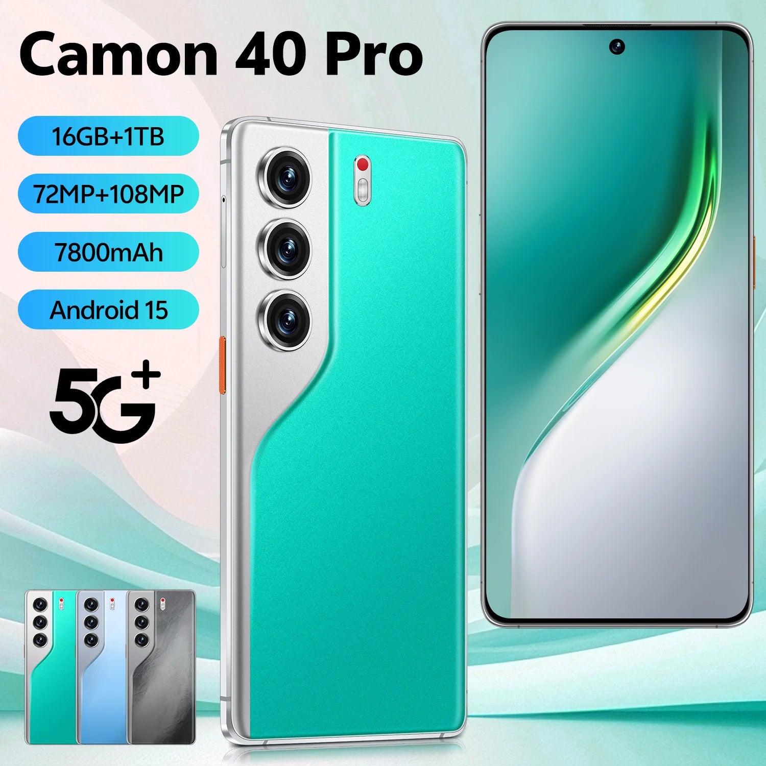 Camon 40 Pro 5G Smartphone: 16GB RAM, 1TB Storage - Black Tidesmit