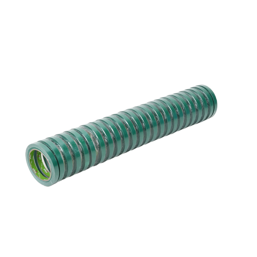Green PVC single-sided adhesive tape roll, ribbed outer layers, 10 mm wide
